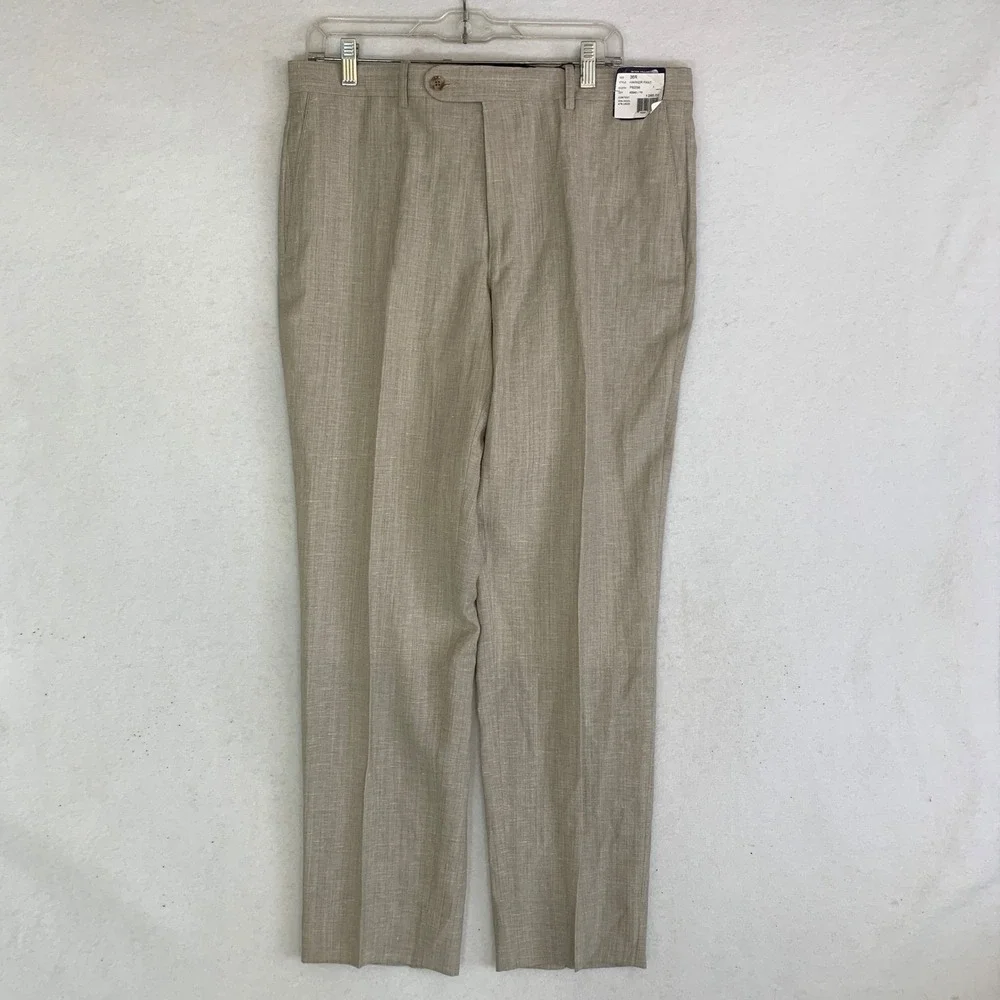 Peter Millar Harker Pant Mens 36R Beige NEW Wool Linen Blend Trousers $285